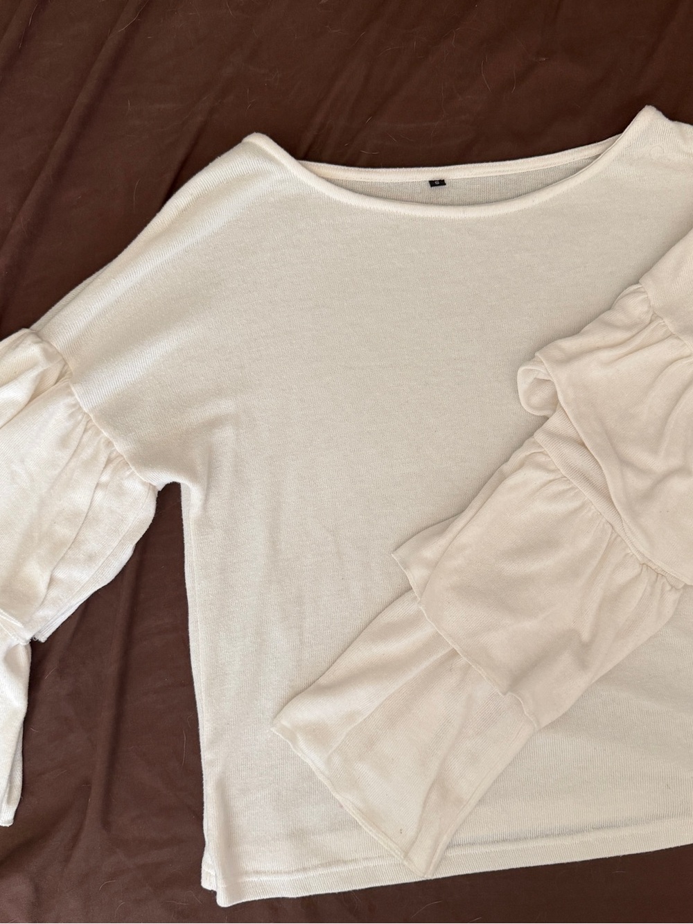 Light White Ruffle Sleeve Women's Top